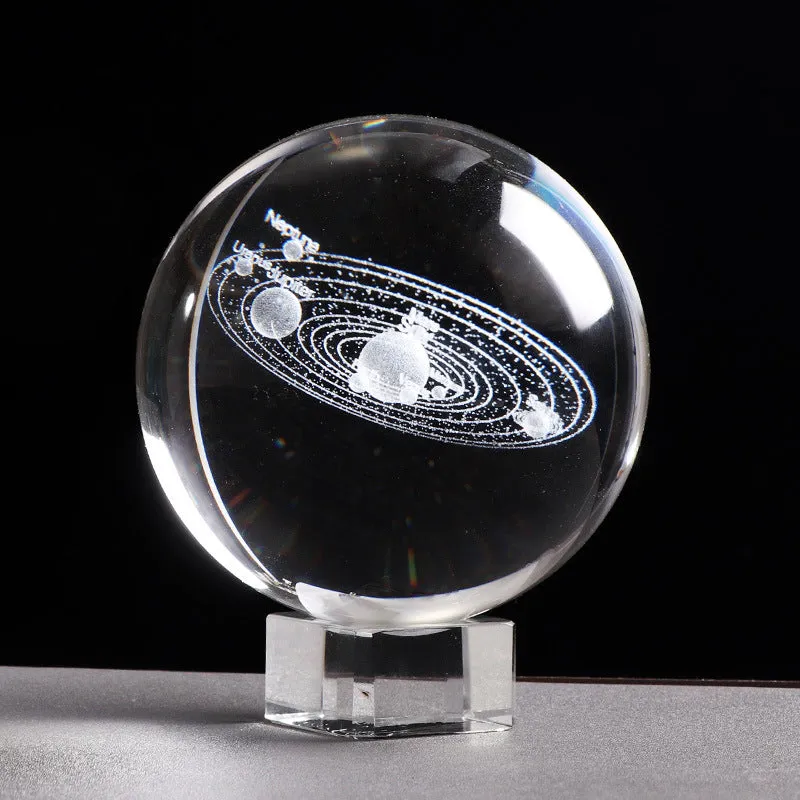 3D Inner Carved Solar System Crystal Ball