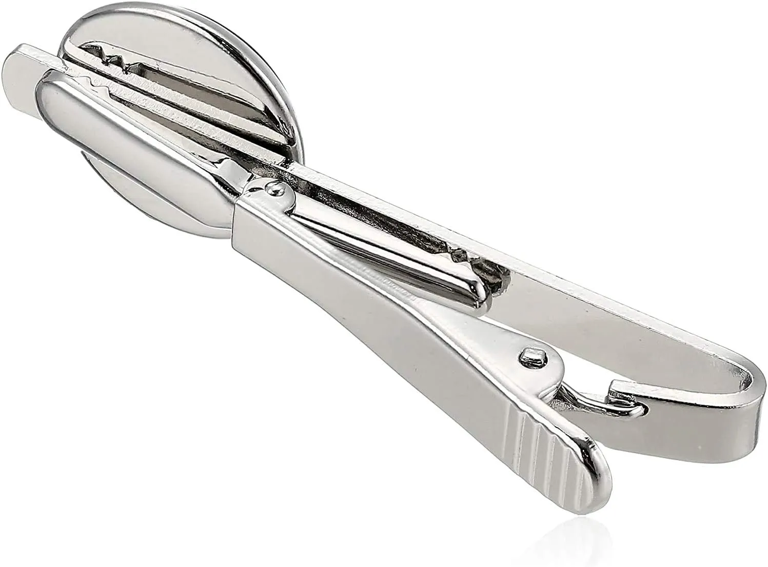 American Flag USA Tie Bar Clip and Cufflinks Set - Silver Colored Metal Plated - Luxury Clothing Accessories