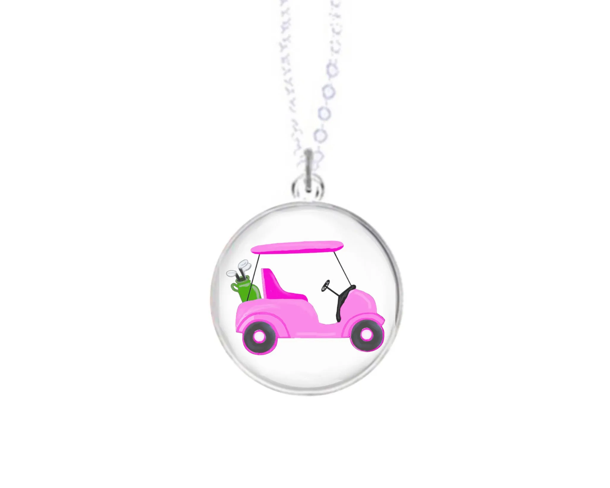 Charm Necklace - Pink Golf Cart
