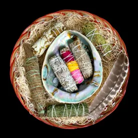 Deluxe  Large Smudge Kit In Woven Basket