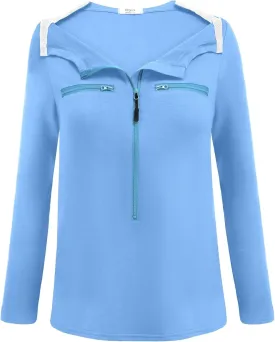 Deyeek Chemo Port Shirts for Women 2 Side Snaps Long Sleeve Shoulder Post Surgery Clothing Dialysis Breast Cancer Shirts