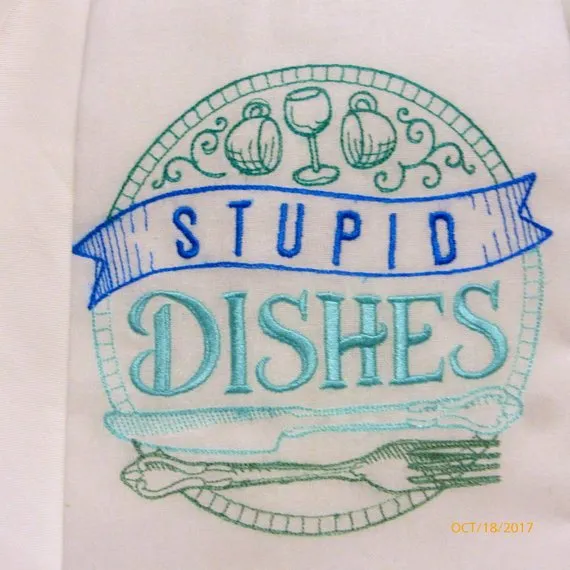 Embroidered kitchen towel, Tea Towel