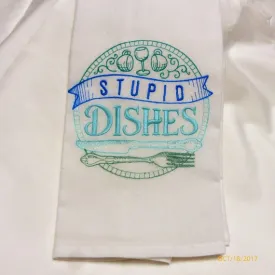 Embroidered kitchen towel, Tea Towel