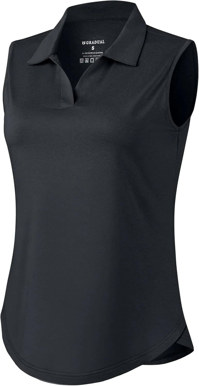 G Gradual Sleeveless Golf Shirts for Women Collared V Neck Tennis Tank Top Cooling Polo UPF 50  Quick Dry Lightweight