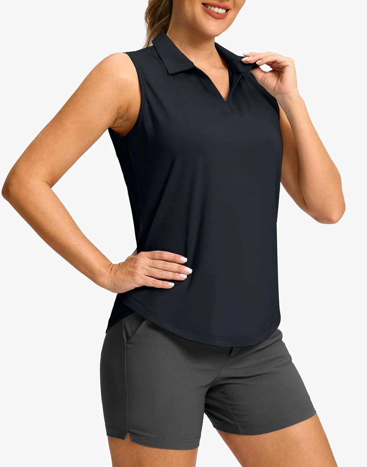 G Gradual Sleeveless Golf Shirts for Women Collared V Neck Tennis Tank Top Cooling Polo UPF 50  Quick Dry Lightweight