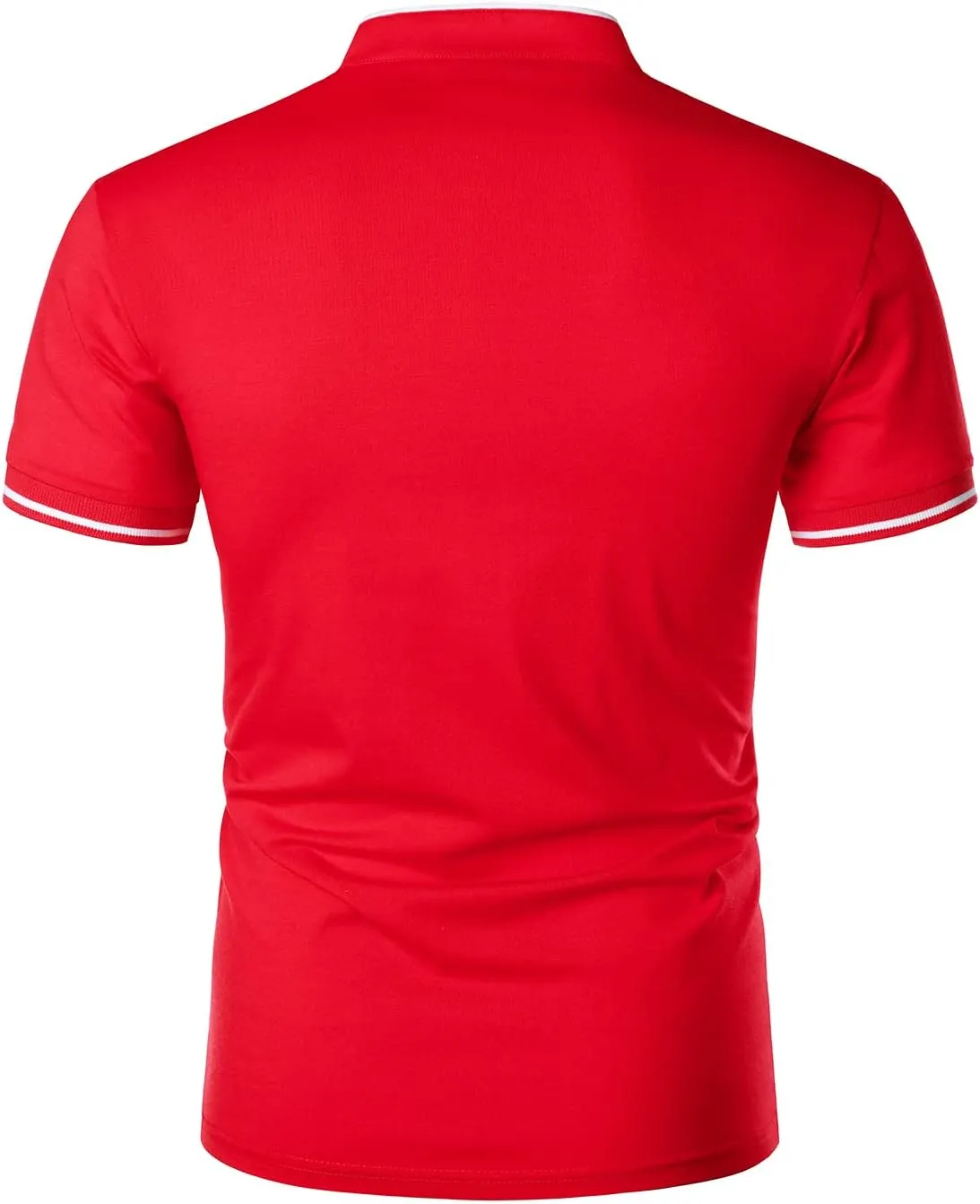 HOOD CREW Mans Fashion Short Sleeve Polo Shirts Summer Casual Band Collar Tops Shirt