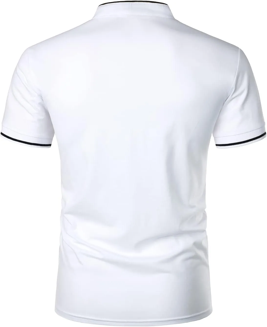 HOOD CREW Mans Fashion Short Sleeve Polo Shirts Summer Casual Band Collar Tops Shirt
