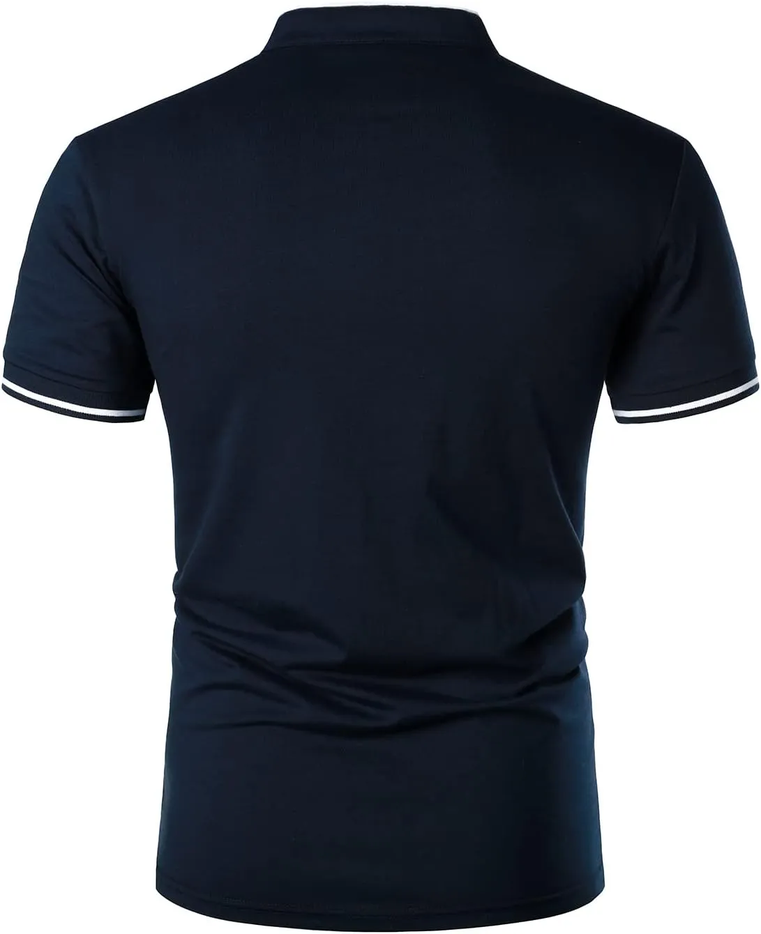 HOOD CREW Mans Fashion Short Sleeve Polo Shirts Summer Casual Band Collar Tops Shirt