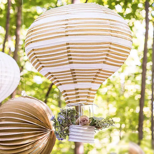 Hot Air Balloon Paper Lantern Set Gold White