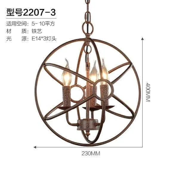 Loft Circular Globe Ball Iron Bird Cage Hanging Light Lamps
