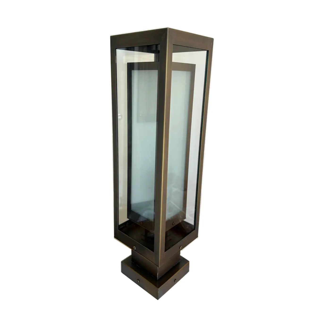 Monaco Solid Brass Craftsman Column Mount Pilaster Lantern Light