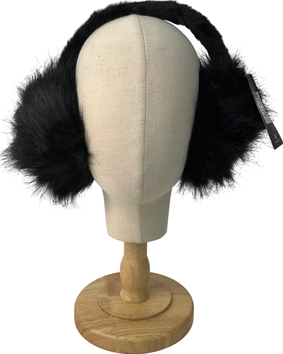 my accessories london Black Fluffy Faux-fur Earmuffs One Size