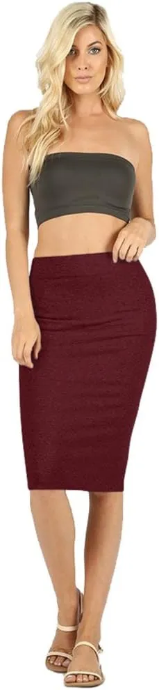 NioBe Clothing Women's High Waist Bodycon Midi Cotton Fitted Pencil Skirt