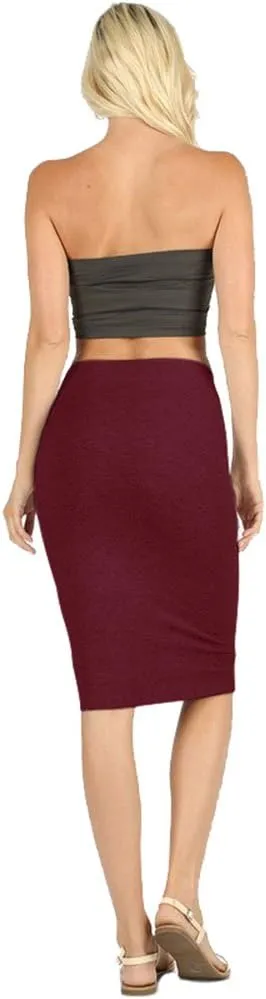 NioBe Clothing Women's High Waist Bodycon Midi Cotton Fitted Pencil Skirt