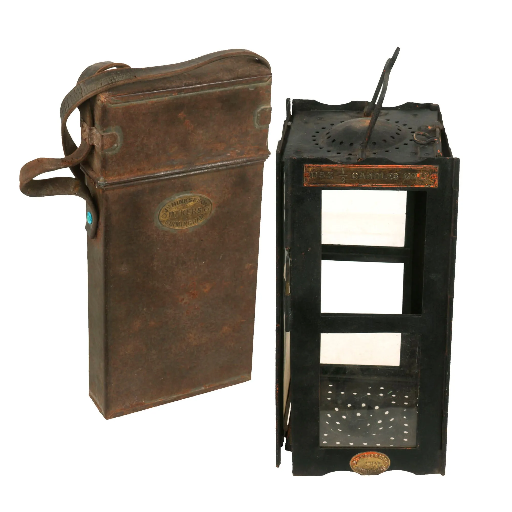 Original British WWI Era Officer’s Private Purchase Folding “Trench” Lantern With Case by James Hinks and Son of Birmingham - Dated 1917
