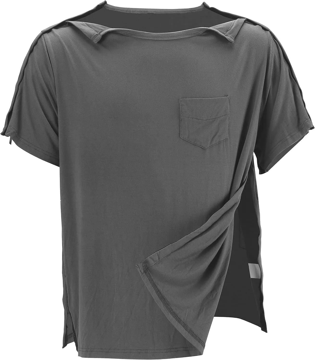 Post Shoulder Surgery Shirts, Men's Short Sleeve Shirt with Premium Snap, Chemo Clothing, Rotator Cuff Clothing After Surgery