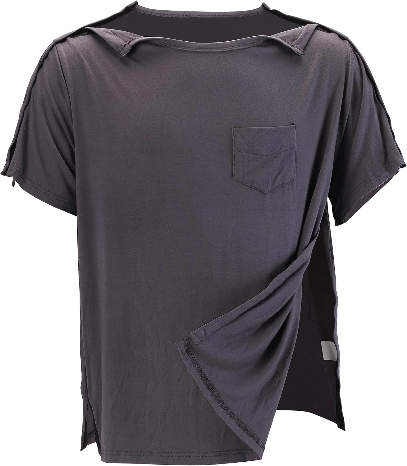 Post Shoulder Surgery Shirts, Men's Short Sleeve Shirt with Premium Snap, Chemo Clothing, Rotator Cuff Clothing After Surgery