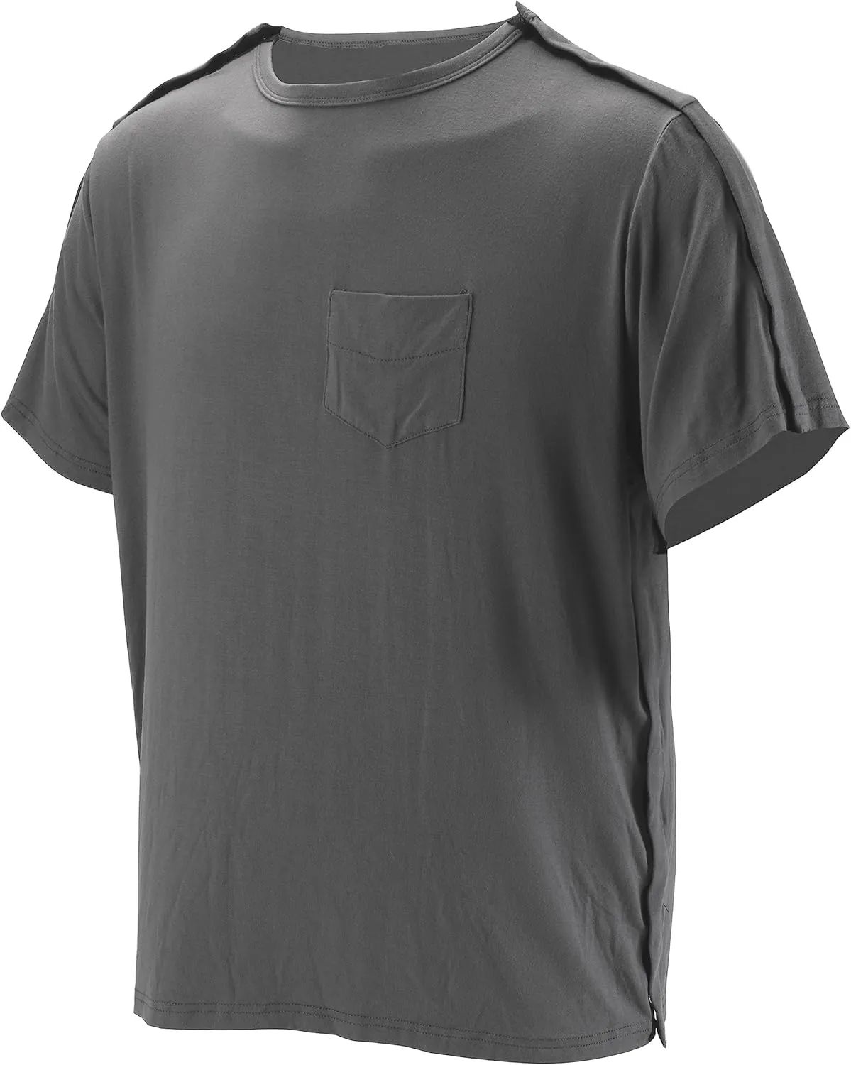 Post Shoulder Surgery Shirts, Men's Short Sleeve Shirt with Premium Snap, Chemo Clothing, Rotator Cuff Clothing After Surgery