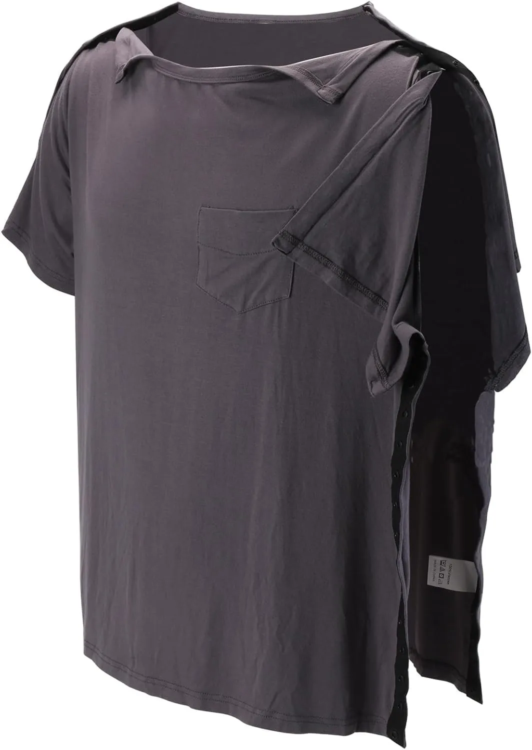 Post Shoulder Surgery Shirts, Men's Short Sleeve Shirt with Premium Snap, Chemo Clothing, Rotator Cuff Clothing After Surgery
