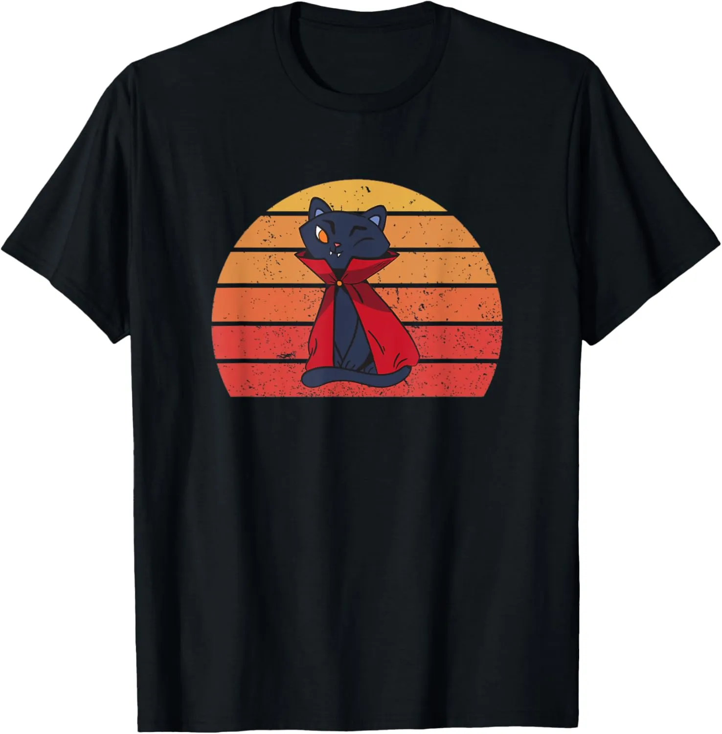 Retro Vintage Halloween Costume Vampire Cat Men Women Kids T-Shirt