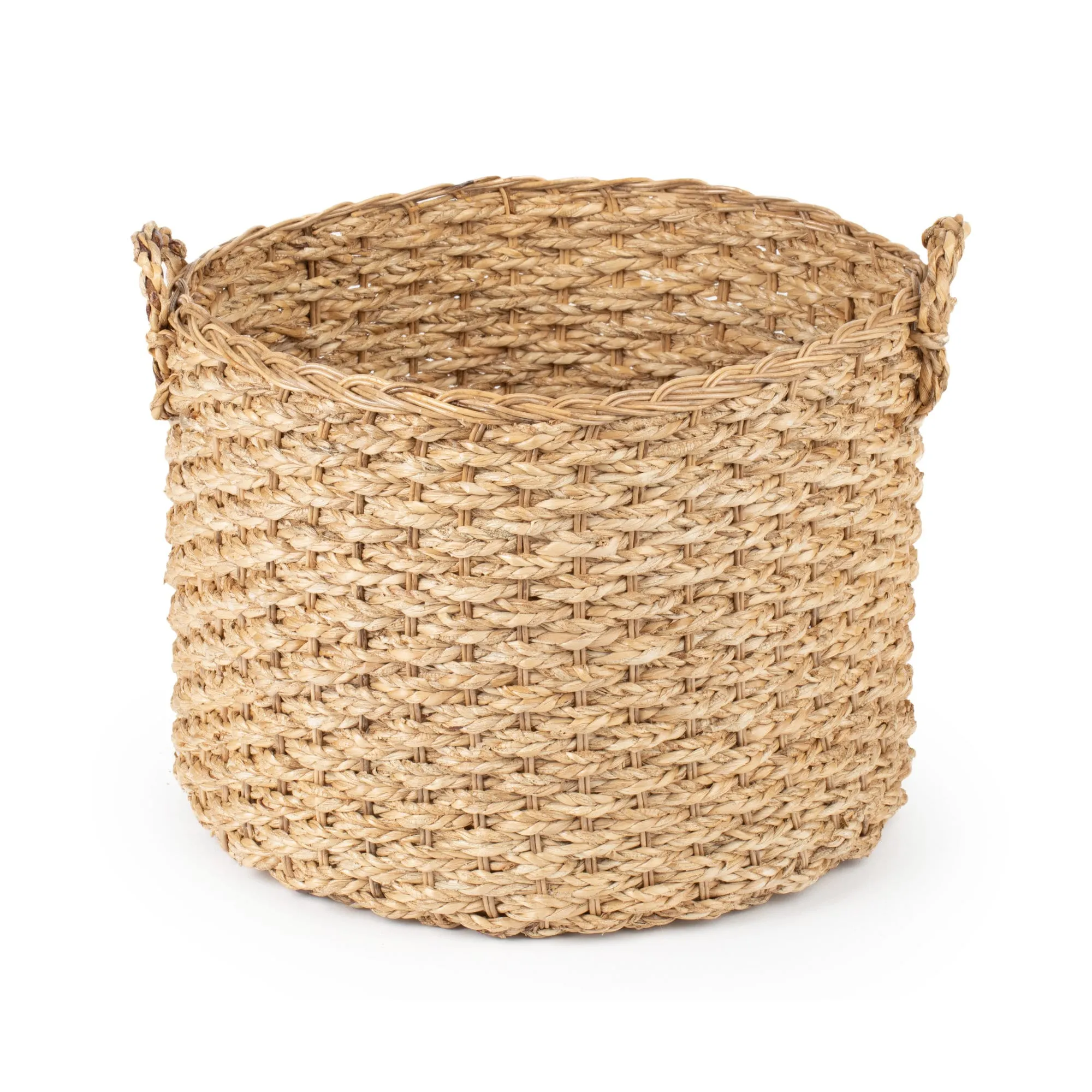 Round Wicker Blanket Storage Basket With Handles| Woven | Eco-Friendly | Rattan | Artisan Made