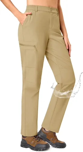 TACVASEN Women's Hiking Cargo Pants Lightweight Water Resistant Quick Dry Outdoor Work Mountain Trouser Zipper Pockets