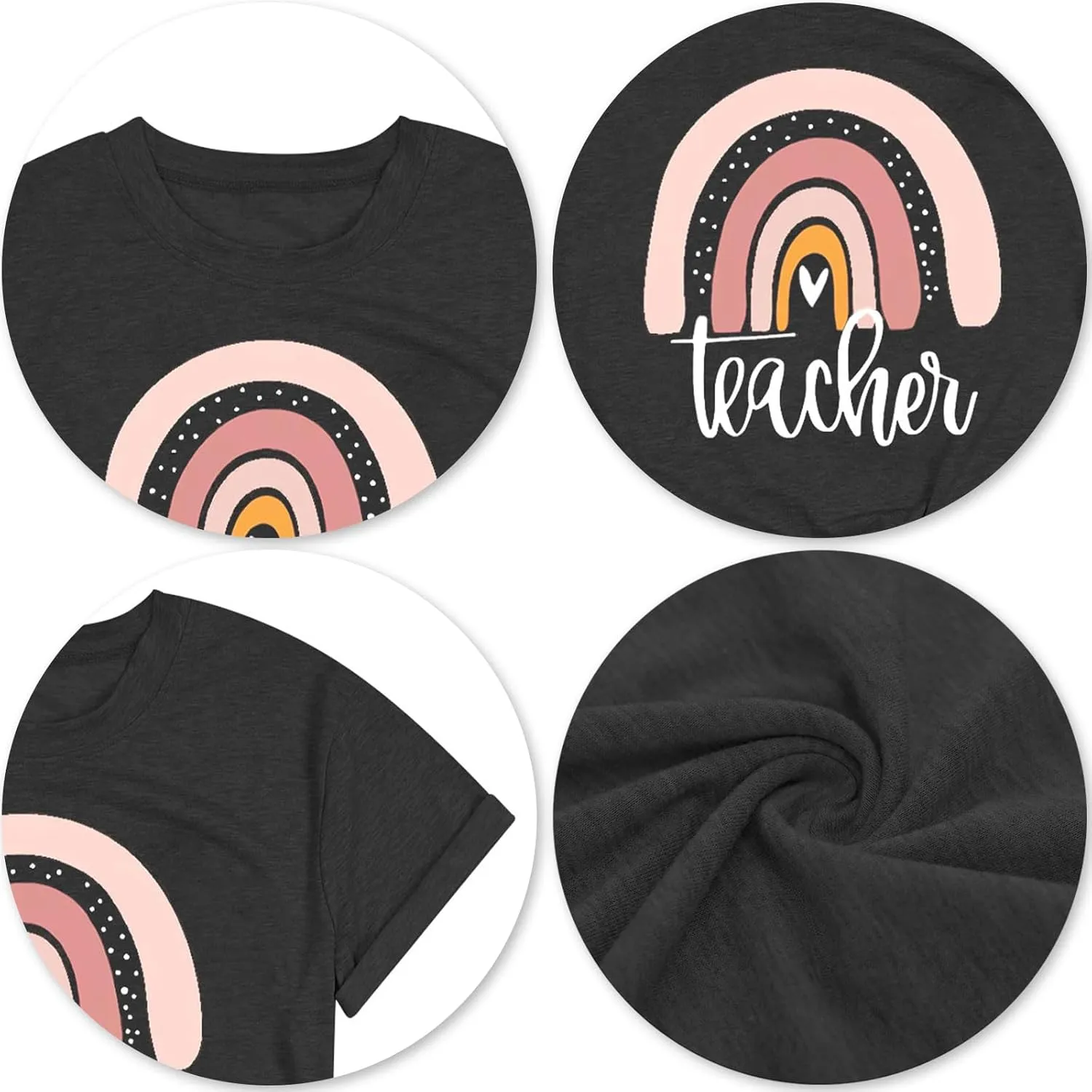 Teach T Shirt Women Teacher Love Inspire Shirts Funny Letter Short Sleeve Graphic Tees Teacher Gift Tops