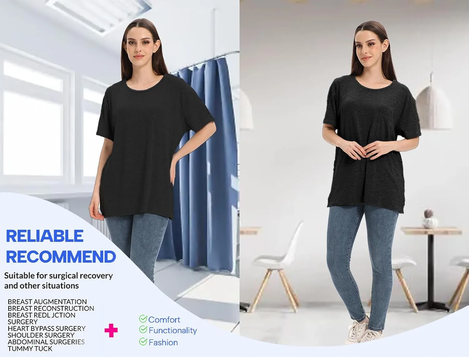 Unisex Post Shoulder Surgery Shirts for Men Rotator Cuff Chest Recovery Shirt Women Full Snap Access Dialysis Chemo Clothing