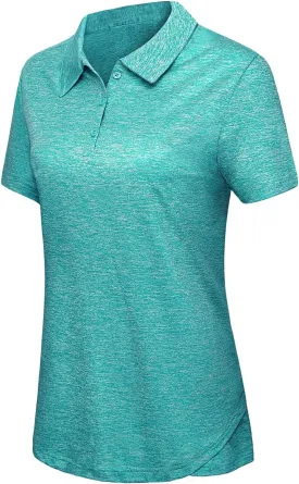 Vldnery Polo Shirts for Women 3-Button Collared Short Sleeve Moisture Wicking Athletic Loose Yoga Tennis Golf Shirts