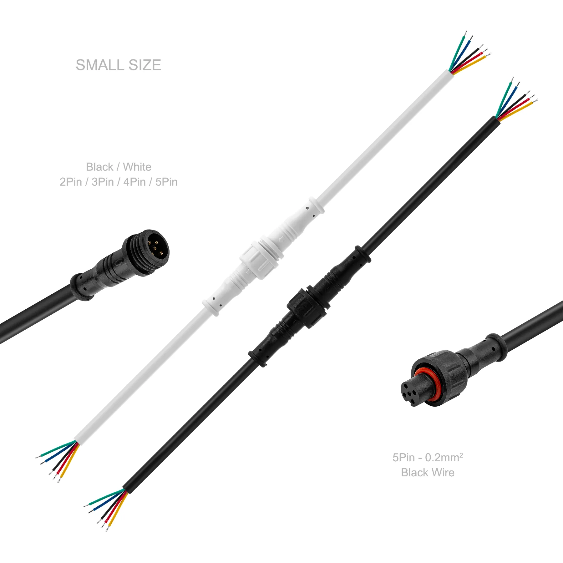 Waterproof IP65 Led Connector 2pin/3pin/4pin/5pin/DC