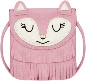ZGMYC Fox Tassel Shoulder Bag Small Coin Purse Crossbody Satchel for Kids Girls, Large Pink (5.9 x 5.9in)